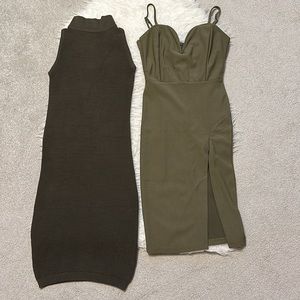 Lot of 2 Revamped Olive Green Dresses - XS